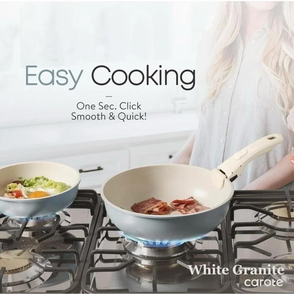 Carote‎ 11 Piece Blue Cookware Set Non Stick Pots Pans with Removable Handles